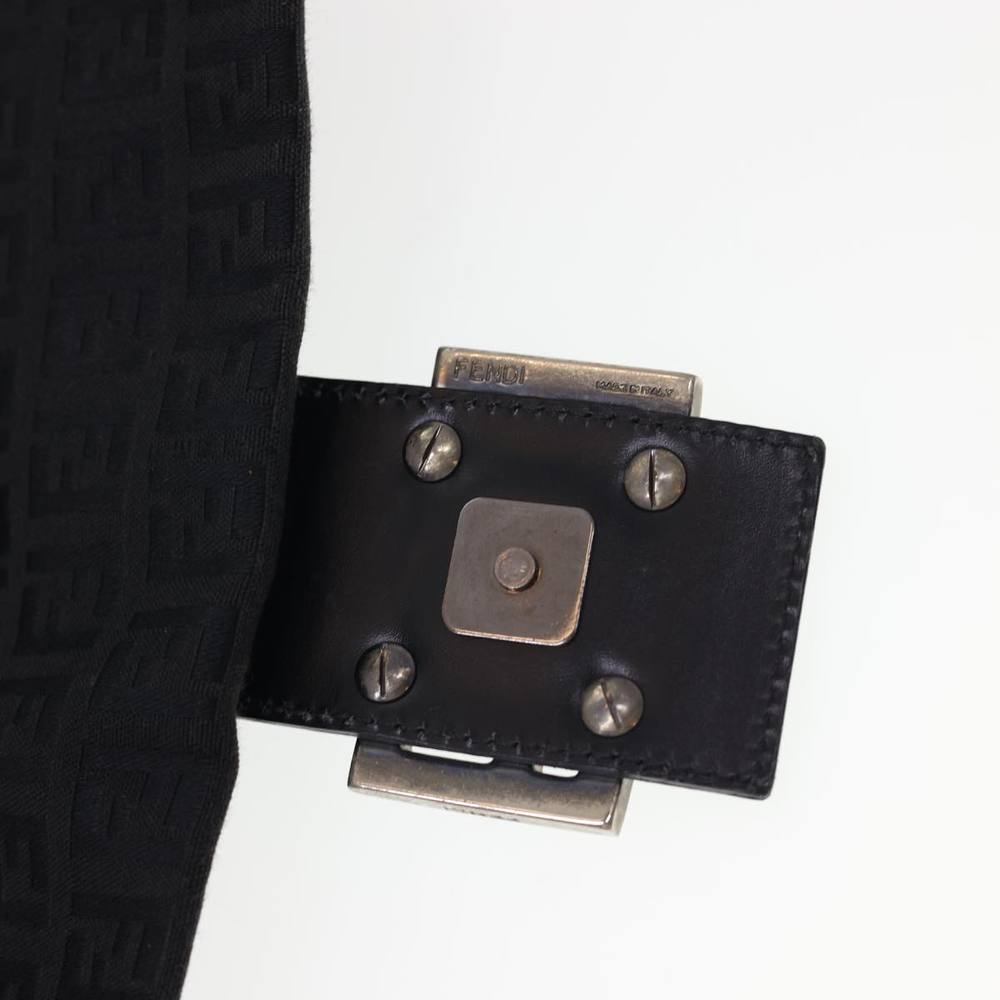 FENDI Zucchino Canvas Mamma Baguette Shoulder Bag Black Auth fm2228 - Picture 10 of 16